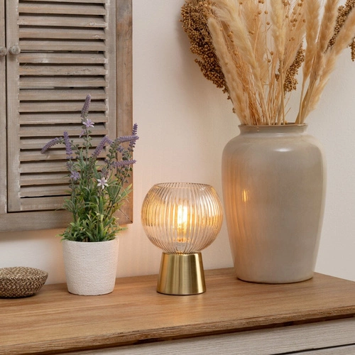 Skleněná noční lampička Laye zlatá glamour do ložnice a obýváku Atmosphera moderní 19,5 cm