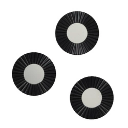 Sada 3 kulatých zrcadel Origami černé dekorativní nástěnné zrcadlo do obýváku
