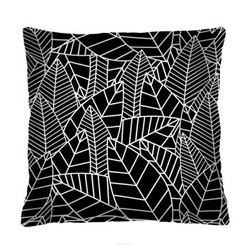 Sametový dekorační polštář Weed černo-bílý antialergenní do obýváku 40x40 cm