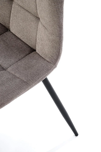 Čalouněná židle Fime šedá do jídelny a obýváku moderní s černými kovovými nohami