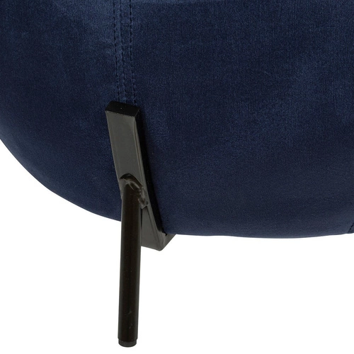 Modrý kulatý sametový taburet Calabaza na kovových nohách do obýváku a ložnice