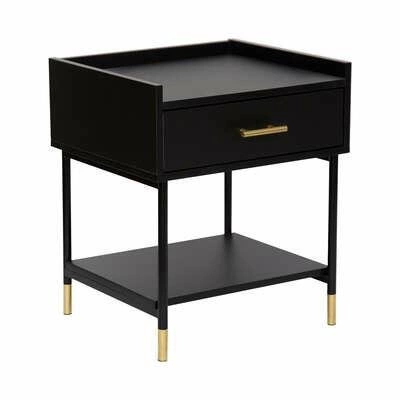 Černý noční stolek se zásuvkou Tedy glamour do ložnice Atmosphera 45 cm