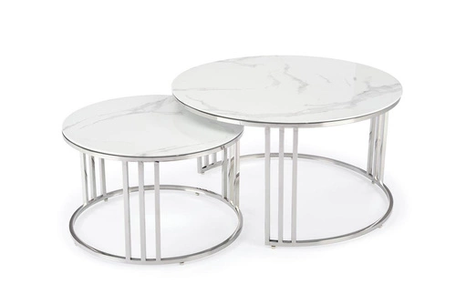 Sada 2 stolků Yasmine stříbro, sklo
