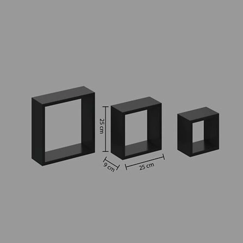 Sada 3 černých nástěnných polic Fixy S loftových na knihy a dekorace do obýváku 5five