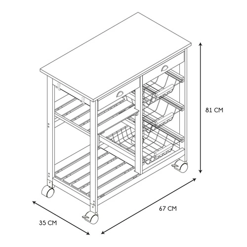Intesi Troy kovový barový vozík na kolečkách do kuchyně a obýváku, moderní, černý, dvouúrovňový