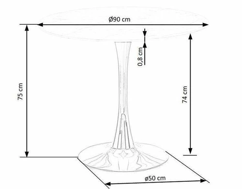 Jídelní kulatý stůl Semilla 90 cm bílý mramor zlatý glamour moderní na jedné noze