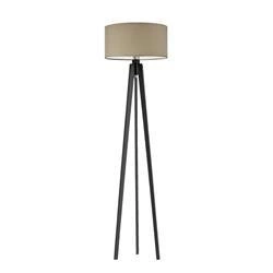 Stojací lampa tripod MIAMI Lysne béžová s dřevěným stínidlem do obýváku na míru