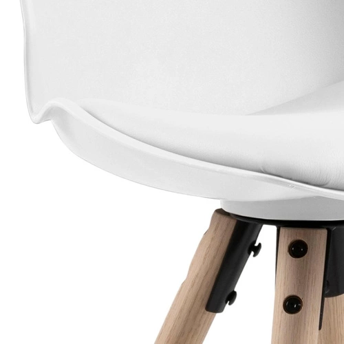 Barová židle Oslo bílá skandinávská s opěrkou do kuchyně na dubových nohách 65 cm