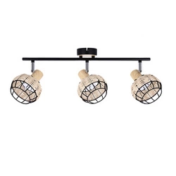 Stropní svítidlo Tajga černé dřevěné 3bodové nastavitelné do obýváku a ložnice