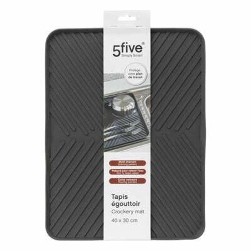 černá odkapávací podložka na nádobí TPE s drážkami na kuchyňskou linku 40x30 cm