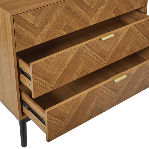 Komoda se zásuvkami Felix přírodní skandinávský vzor rybí kost na nožkách do obýváku Intesi