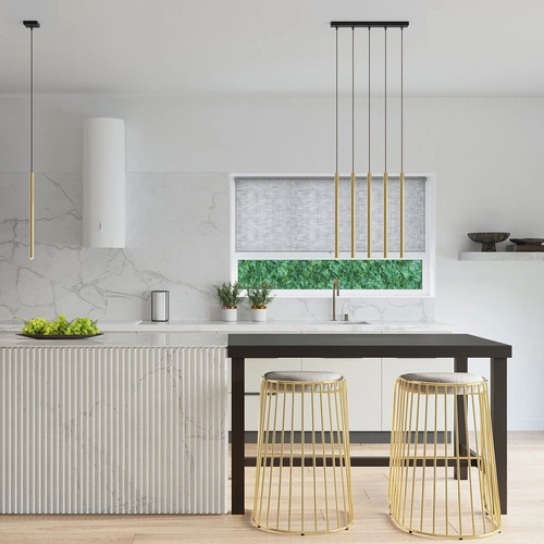 Moderní závěsné svítidlo Pastelo 3P zlatý lesk, nastavitelné nad jídelní stůl