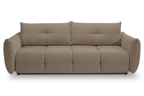 Rozkládací trojmístná pohovka Bode s úložným prostorem a funkcí spaní hnědá do obýváku