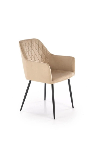 Čalouněná jídelní židle Basper Velvet béžová s područkami sametová