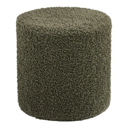 Taburet Ejby teddy zelený kulatý chlupatý do obýváku a ložnice