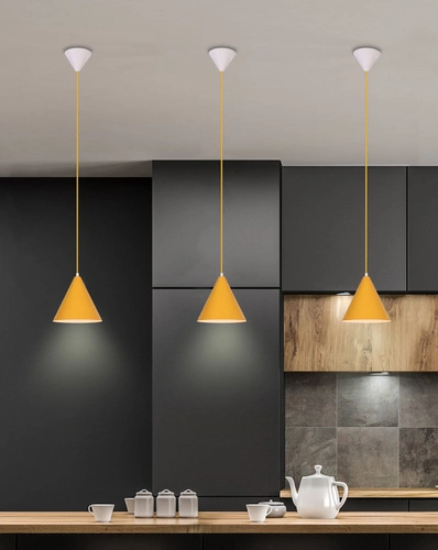 Závěsné svítidlo Voss žluté moderní kovové nad jídelní stůl Ledea 20 cm