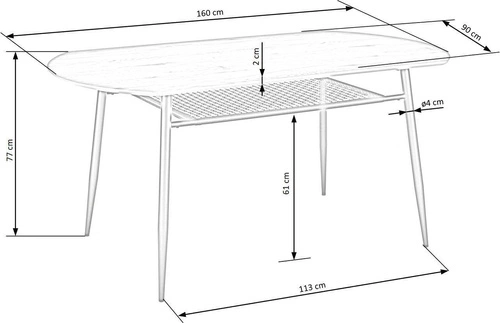 Jídelní stůl Sonic oválný zlatý dub černé nohy moderní loft 160x90 cm