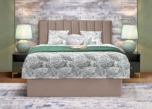 Čalouněná postel Renji 160x200 béžová s úložným prostorem do ložnice moderní sametová