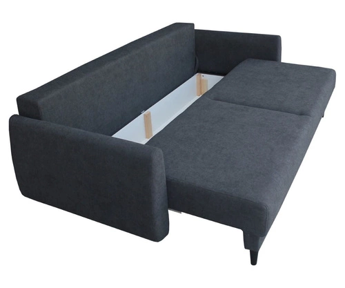 Rozkládací pohovka s úložným prostorem Forn Intesi grafitová, moderní do obýváku na spaní