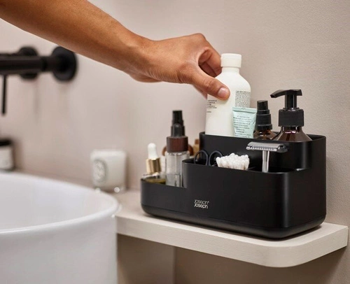 Joseph Joseph EasyStore organizér na kosmetiku do koupelny černý s přihrádkami moderní