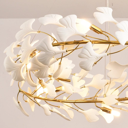 BOTANIKA závěsná lampa zlatá bílá 80 cm