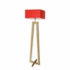 Stojací lampa do obýváku JAWA červená s moderním dřevěným stínidlem Lysne 138 cm