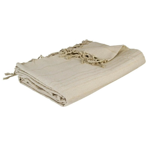 Bavlněný přehoz s třásněmi Vintage béžový 160x220 cm na postel do ložnice Atmosphera