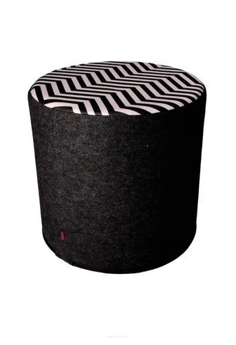 Kulatá čalouněná taburetka Ceily Intesi moderní do obýváku nebo ložnice černo-bílá 40 cm