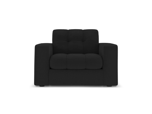 Moderní černé křeslo ušák Justin do obýváku z područky, snadno čistitelný samet