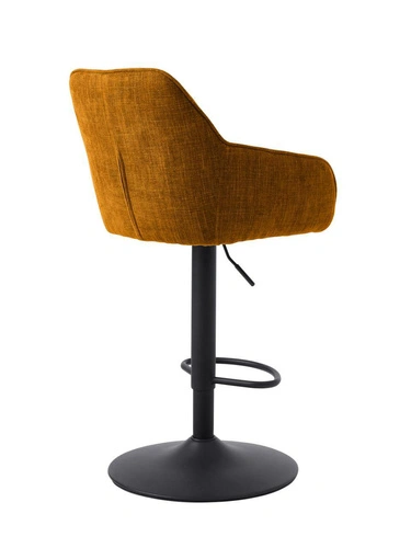Barová židle Avola oranžová čalouněná výškově nastavitelná s opěrkami rukou