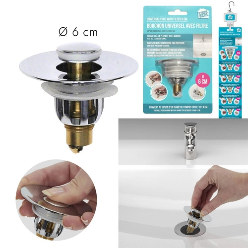 Univerzální zátka do dřezu Intesi 6 cm chromovaný kov do kuchyně a koupelny moderní