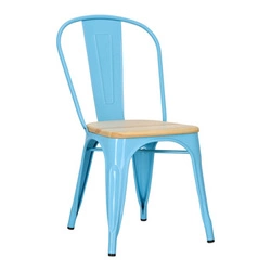 Židle Paris Wood modrá, sedák borovice natural