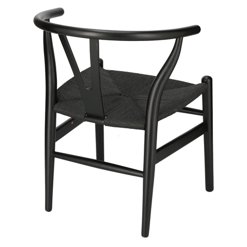 Dřevěná jídelní židle s područkami Wicker Color D2.DESIGN černá inspirovaná Wishbone