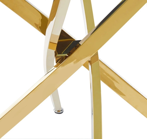 Kulatý skleněný stůl Edward černý mramor zlaté nohy glamour do jídelny nebo obýváku 100 cm