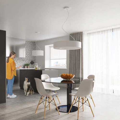 Lustr Saturno Slim 50 bílý moderní nastavitelný do obývacího pokoje ložnice kuchyně jídelny