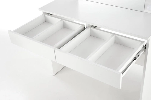 Moderní toaletní stolek s LED zrcadlem Sybilla bílý na líčení se zásuvkami do ložnice Intesi