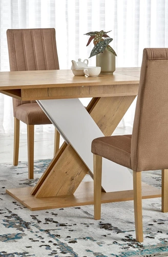 Rozkládací jídelní stůl Terol moderní dub lancelot bílá deska 130–175x85 cm Intesi