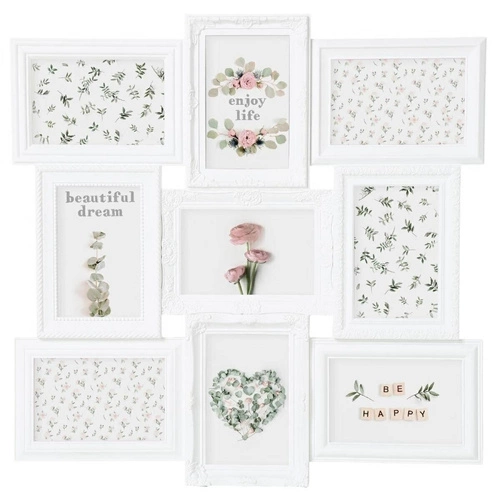 Bílý závěsný multirám na 9 fotografií 10x15 Suzy Atmosphera dekorativní na zeď
