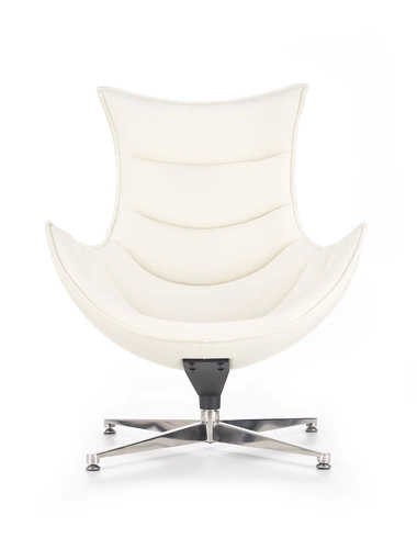 Otočná křeslo Falvio bílá kožená do obýváku moderní industriální Intesi