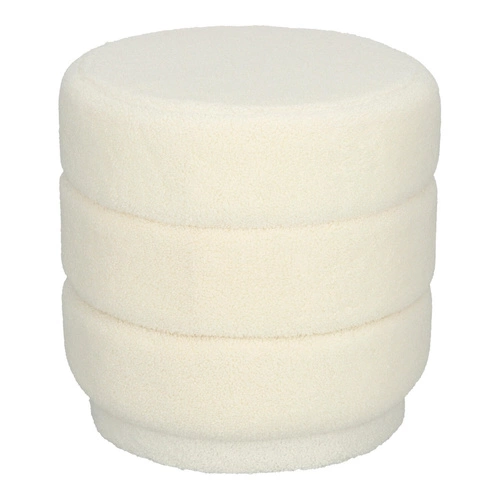 Moderní bílý kulatý taburet Sinan čalouněný do obýváku a předsíně Atmosphera 40 cm