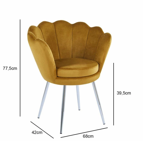 Židle shell Fiona VIC hořčice/stříbrné nohy