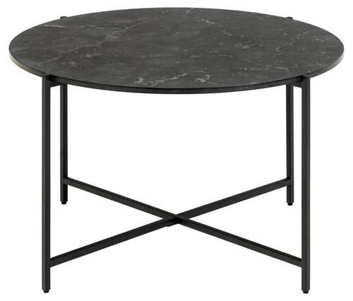 Konferenční stolek Lamoine kulatý 70 cm černý mramor moderní loft do obýváku Actona