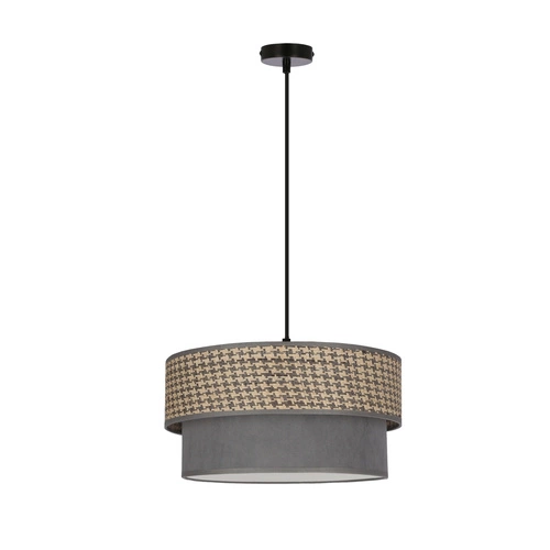 Karrara závěsná lampa černá 1x60W E27 stínidlo šedá béžová+šedá