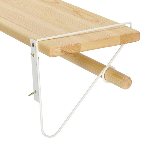 Nástěnná police Bish bílá dřevěná s tyčí do předsíně skandinávský styl 60 cm