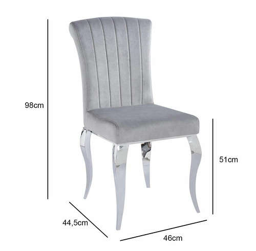 Čalouněná jídelní židle Helene Velvet šedá, sametová na kovových nohách Intesi