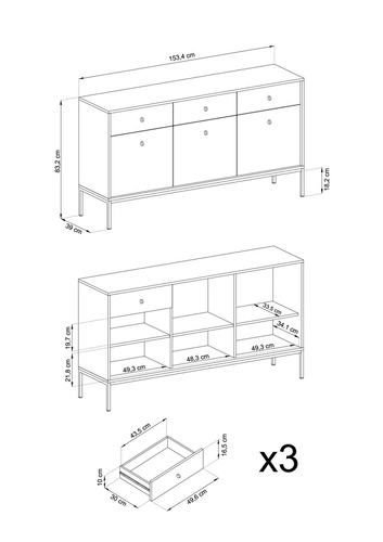 Moderní béžová komoda Evora se zásuvkami na vysokých nohách 154 cm do obýváku Intesi