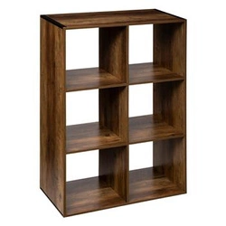 Hnědá moderní knihovna Kali s 6 policemi do obýváku a kanceláře industriální styl