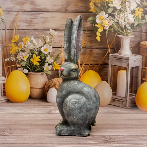 Intesi velikonoční figurka zajíce s vysokýma ušima 50 cm šedá dekorace na stůl nebo komodu
