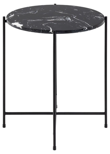 Moderní kulatý mramorový konferenční stolek Avila černý vysoký do obýváku Actona 42 cm