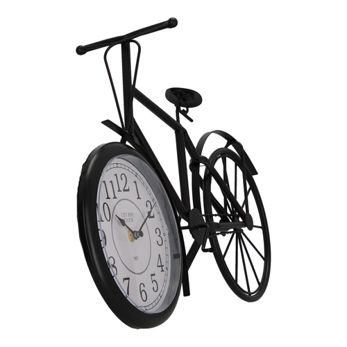 Stojací retro hodiny ve tvaru kola Dimitri černé tichý mechanismus do obýváku nebo ložnice Atmosphera